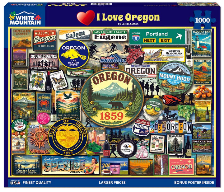I Love Oregon - 1000 Piece Jigsaw Puzzle