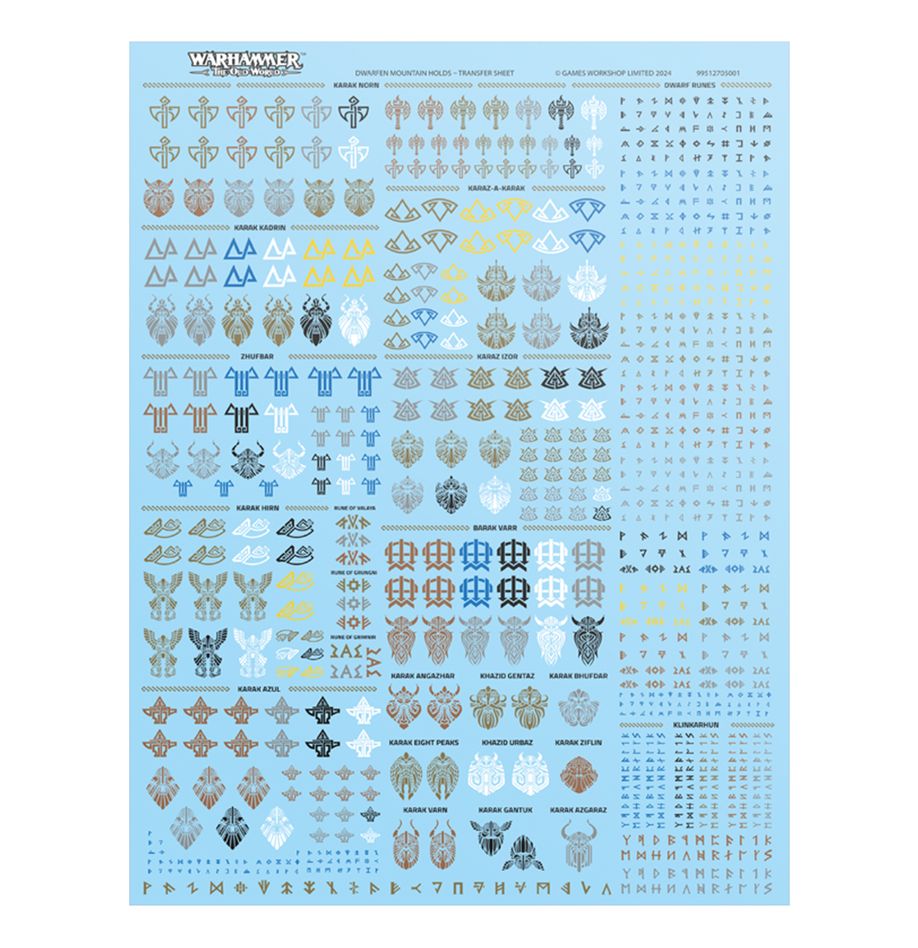 Old World Dwarf Transfer Sheet