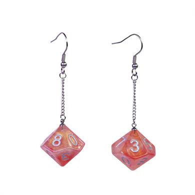 D20 Earrings- D10 Red & Orange