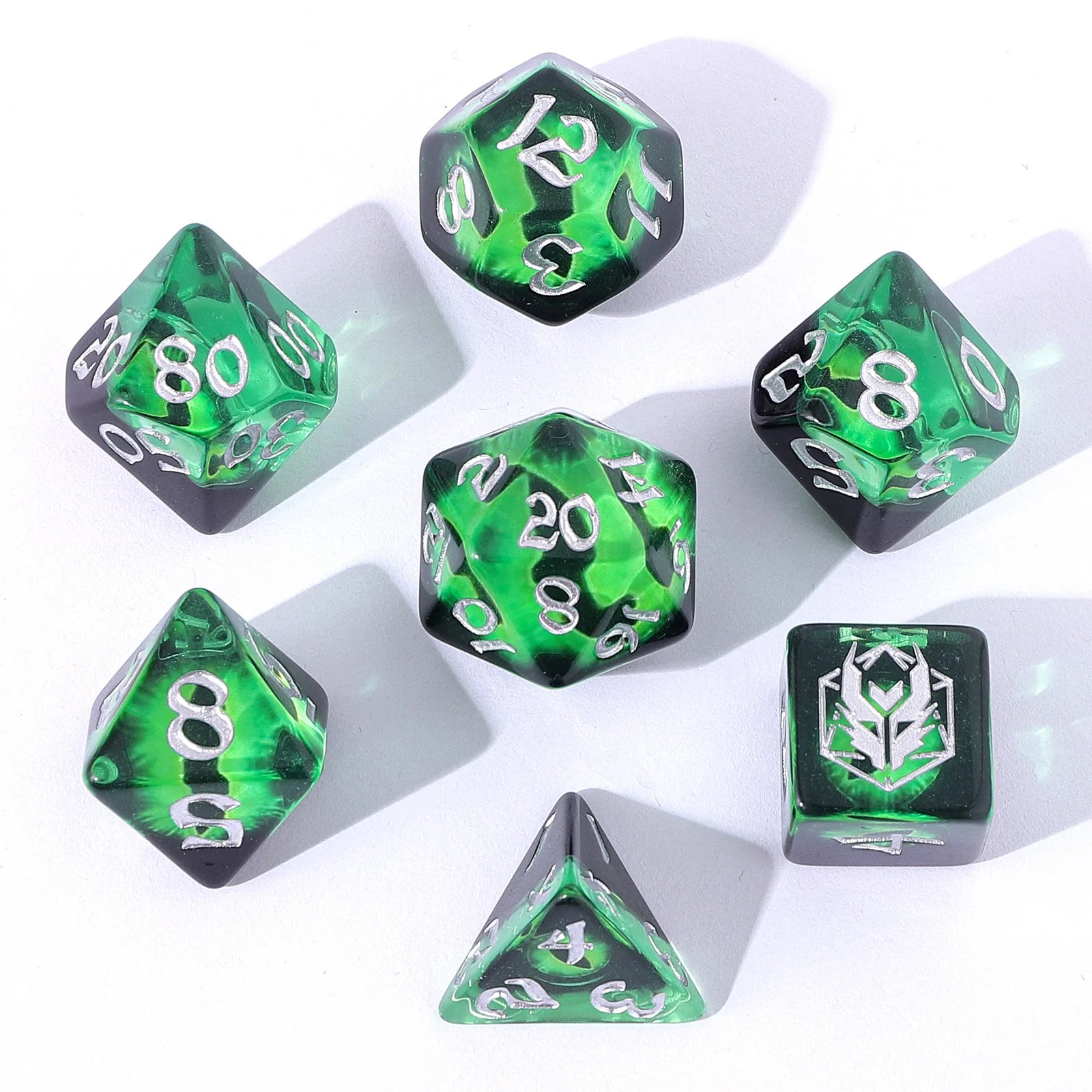 Wyrmforged RPG Dice Set – Dragon Eye Green