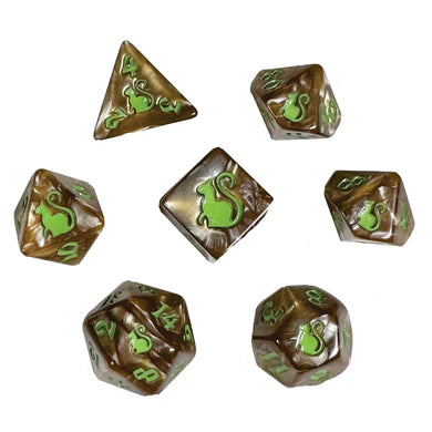Kitty Clacks Hazel RPG Dice Set (BOW)