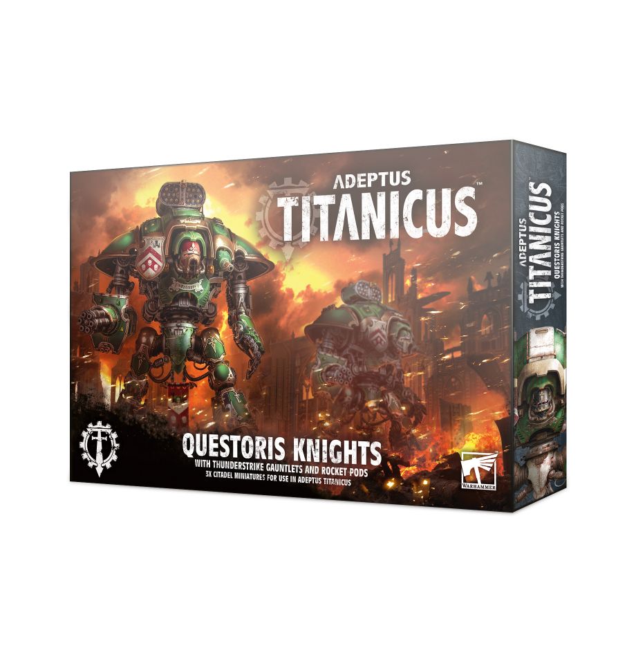 Adeptus Titanicus Questoris Knights with Thunderstrike Gauntlets and Rocket Pods
