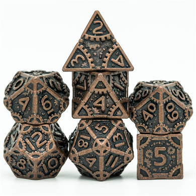 SteamPunk Copper RPG Metal Dice Set