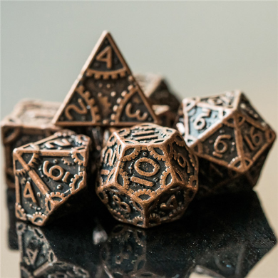 SteamPunk Copper RPG Metal Dice Set