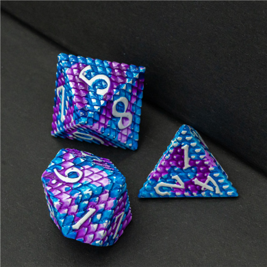 Ice Dragon Scale RPG Metal Dice Set