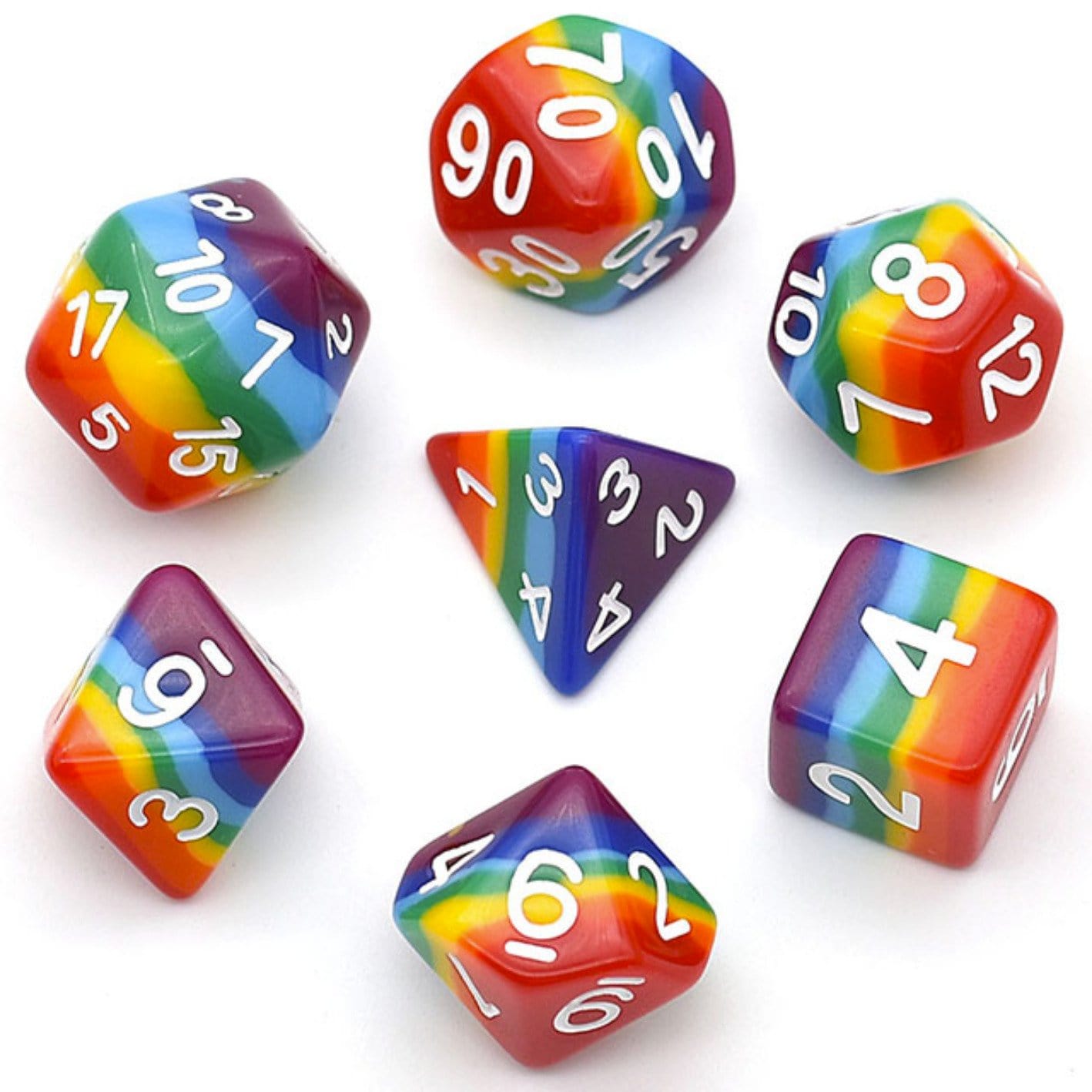 Opaque Rainbow Layer RPG Dice Set