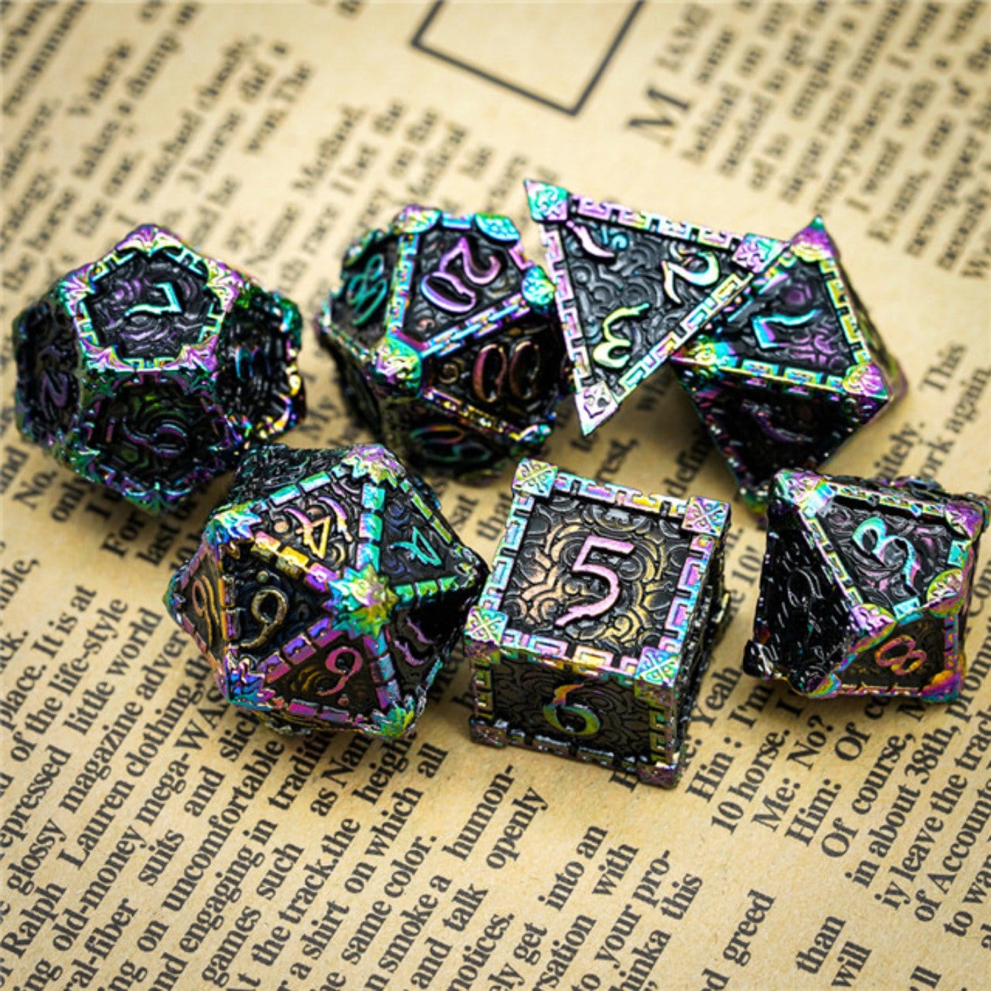 Black Rainbow Metal RPG Dice Set