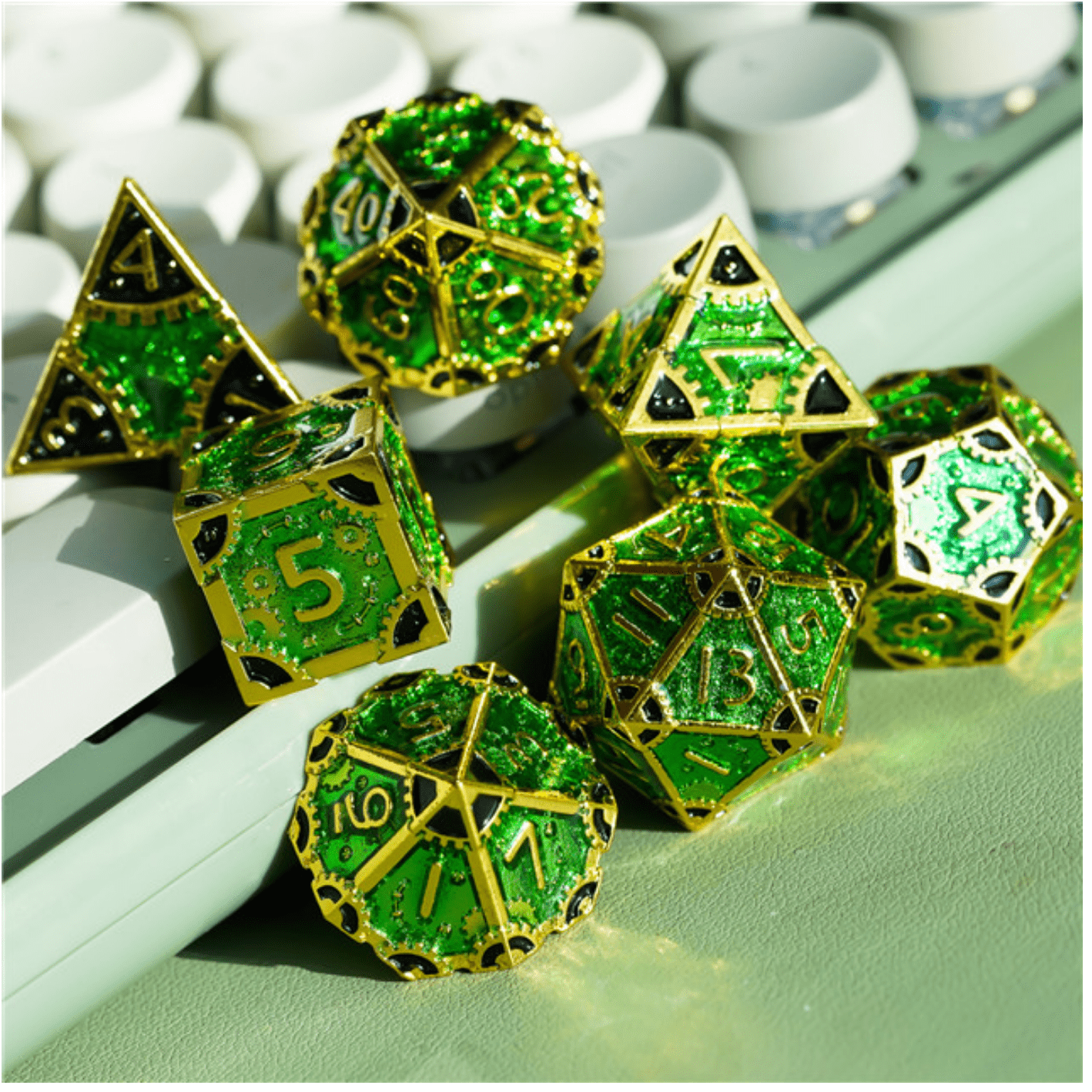 SteamPunk Wild Ivy Metal RPG Dice Set