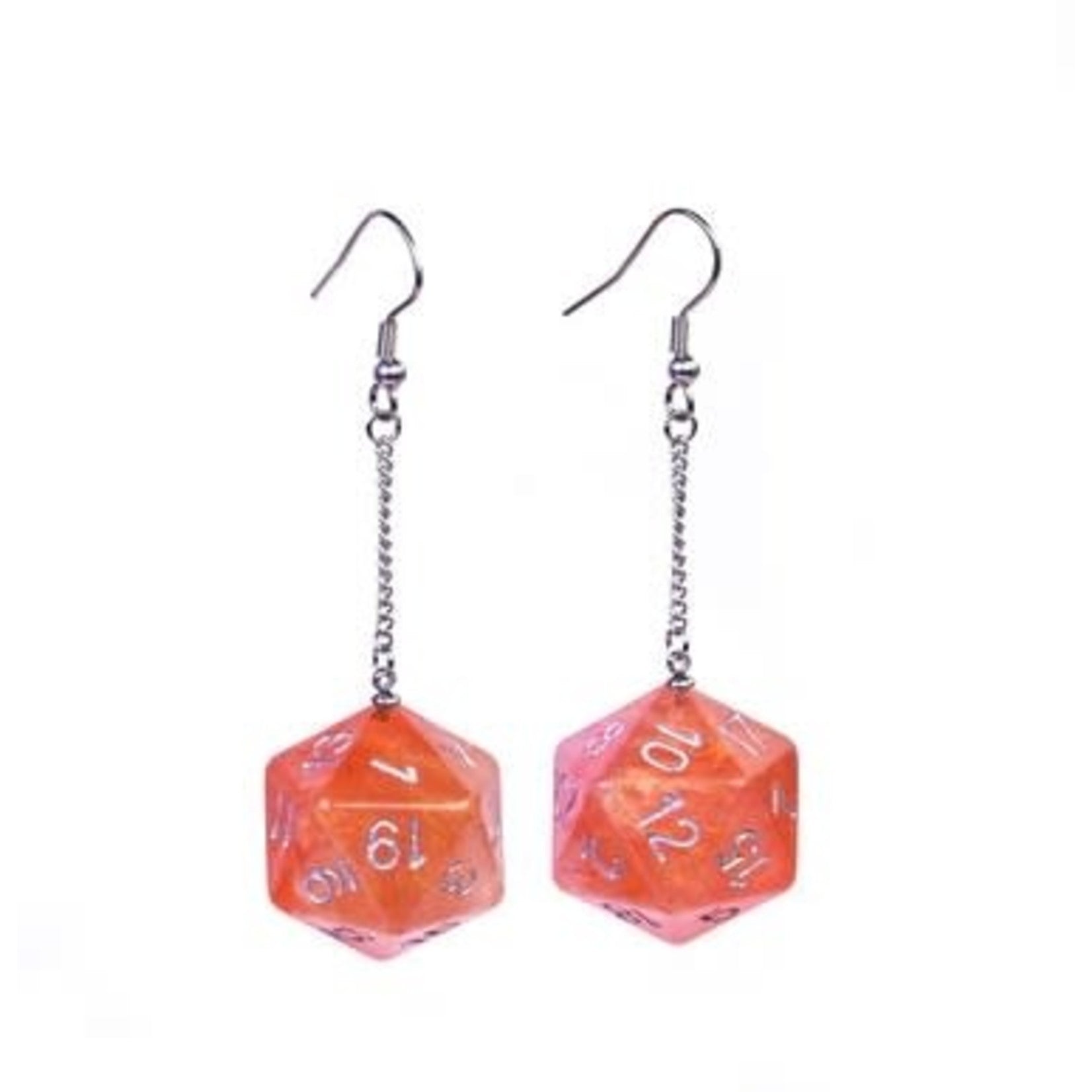 D20 Galaxy Earring Red & Orange