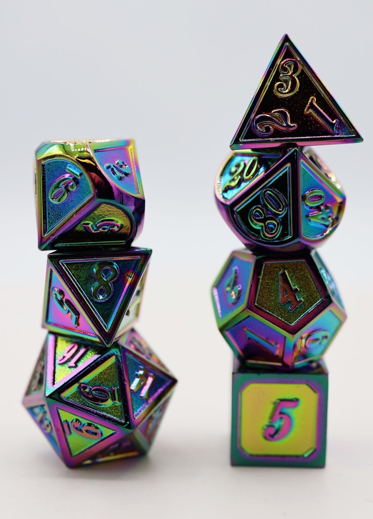 Embossed Burnt Opal Metal RPG Dice Set